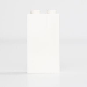 Single white LEGO® Duplo brick on white background